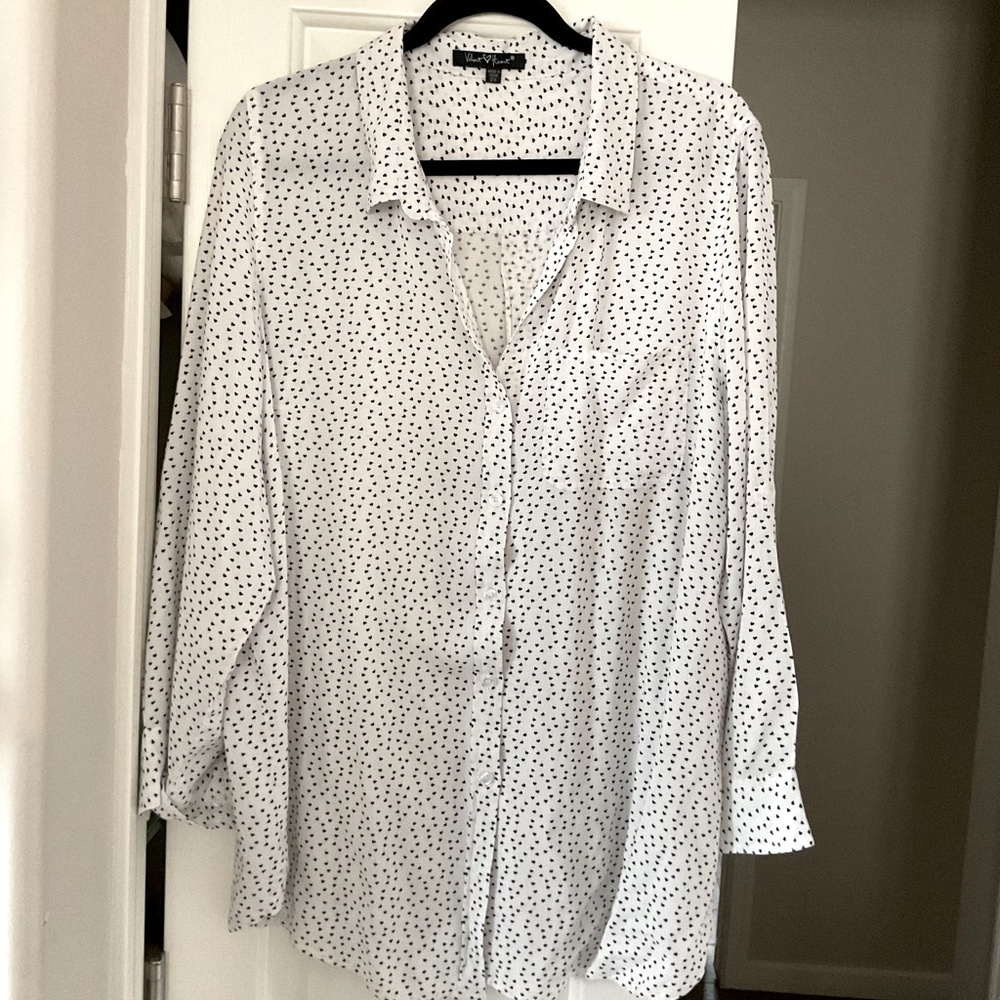 Velvet Heart printed button up. Sz 2x